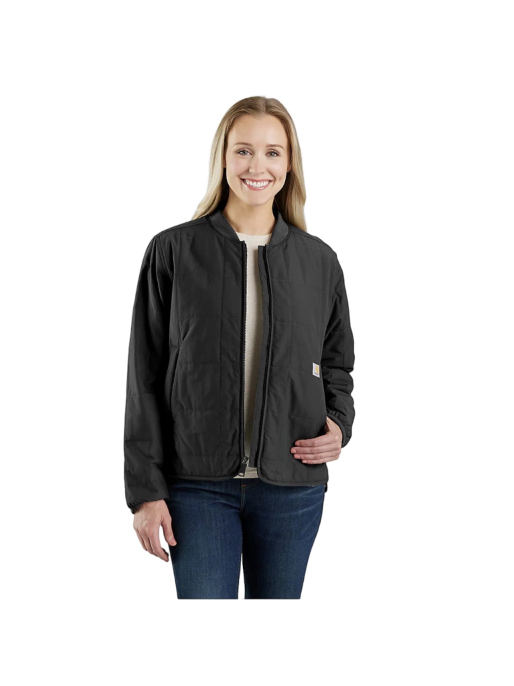 Carhartt Womens Rain Defender Jacket Large Black Insulated Lightweight Workwear